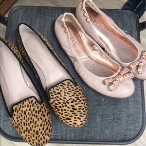 Leopard mohair loafers & leather studded flats
